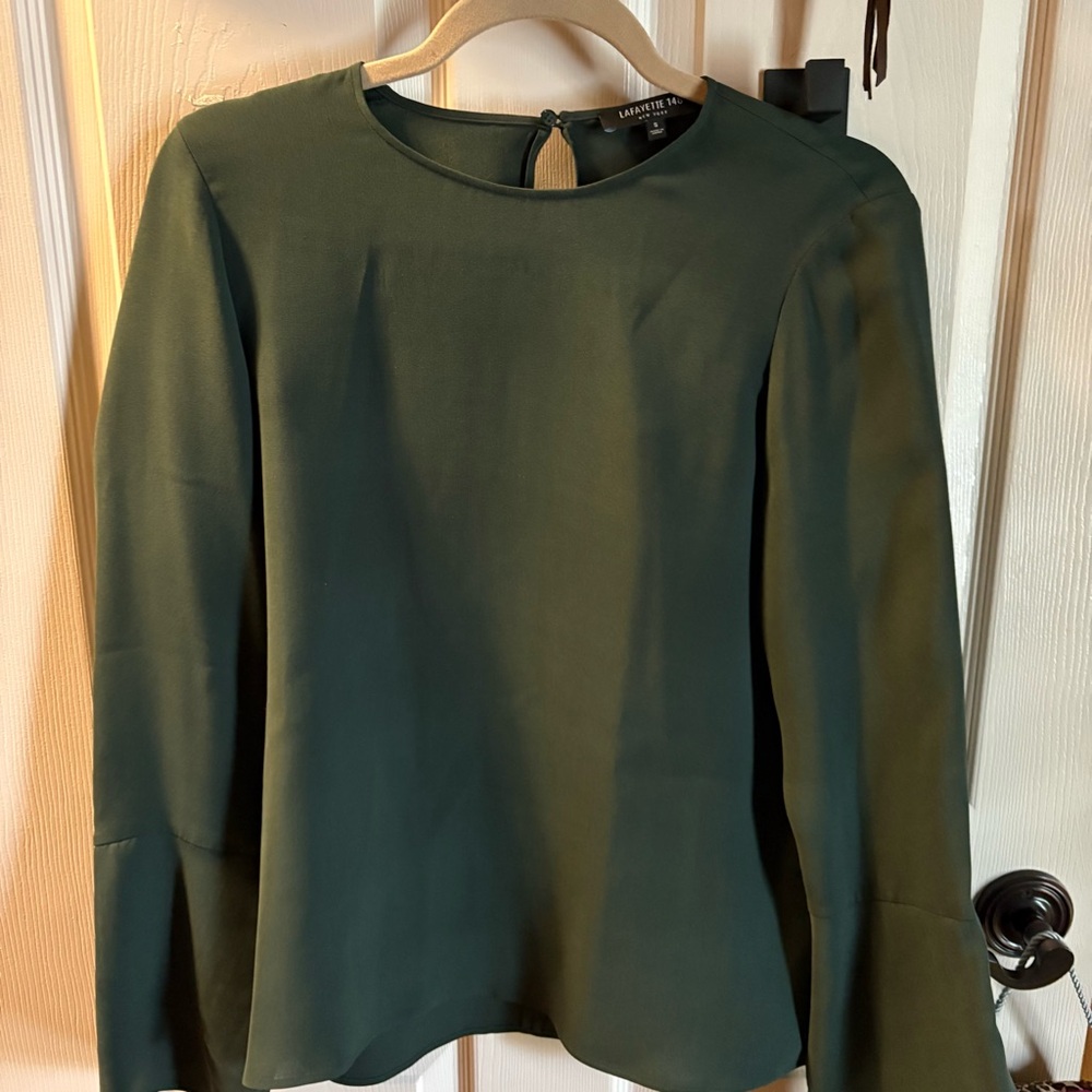 Lafayette 148 New York Forest Green Blouse